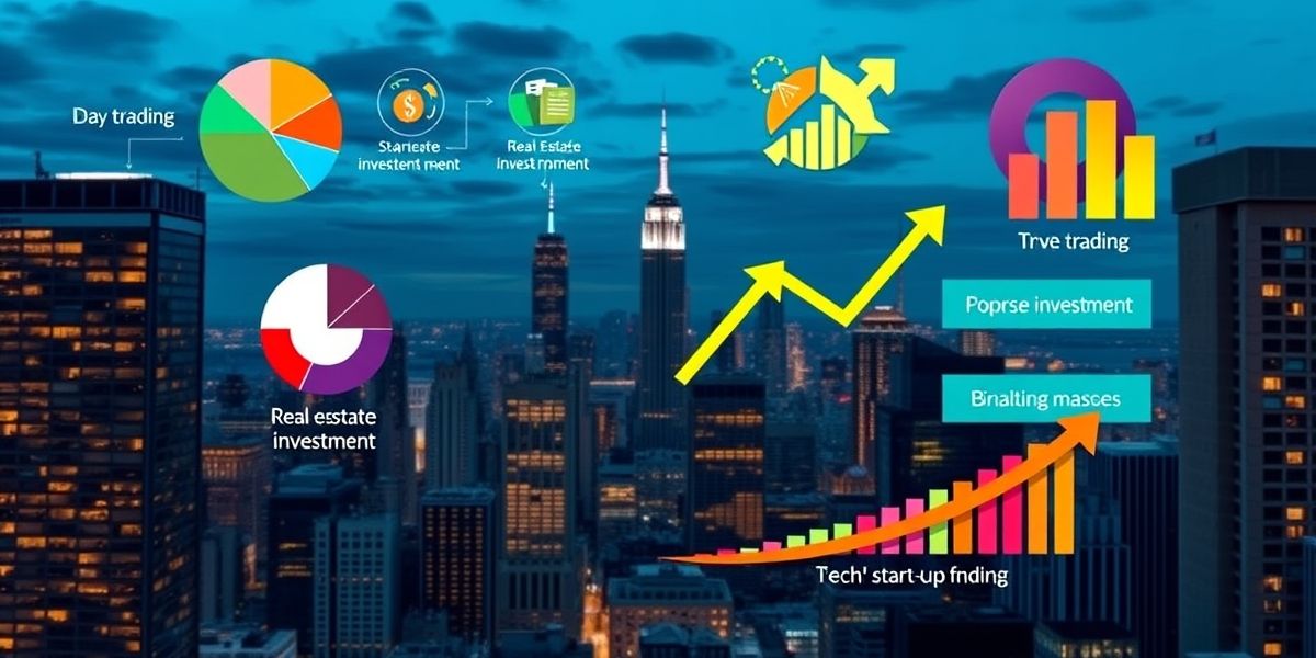 An engaging visualization showing diverse investment strategies being employed using instant funds for market opportunities.