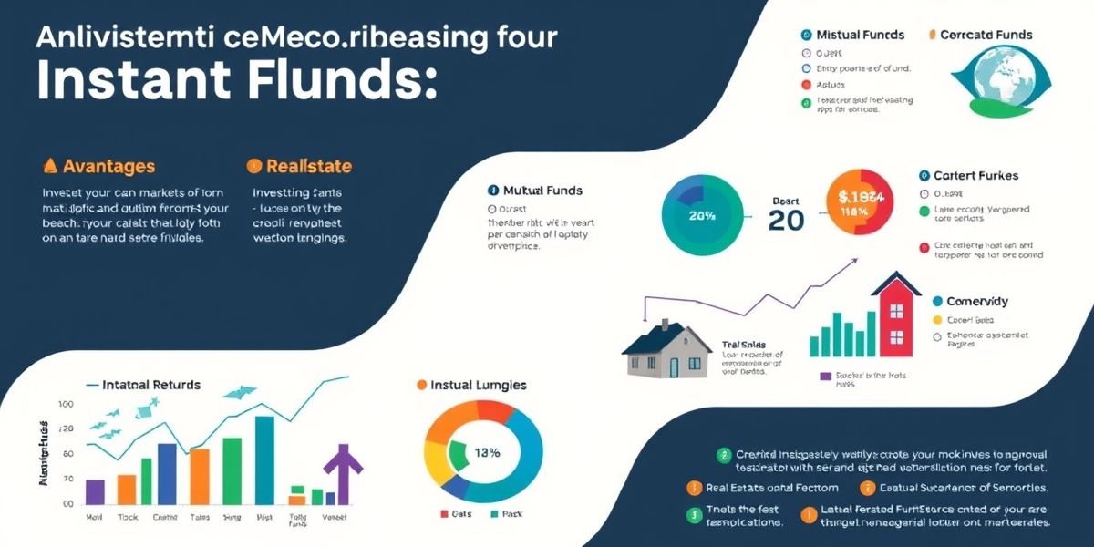 An informative chart displaying the risks and benefits of using instant funds for wealth building, including visuals of investment options and market analysis.