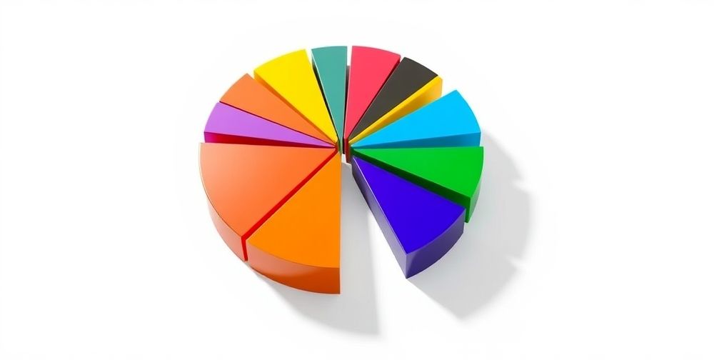 A dynamic pie chart showcasing diversified investment portfolios, in vibrant colors, presented on a clear white background.