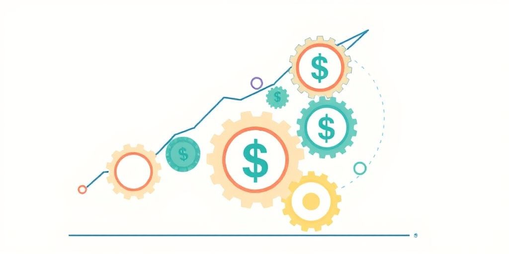 A conceptual illustration of economic growth and taxation, with interconnected gears and financial symbols, symbolizing the relationship between economy and tax laws.